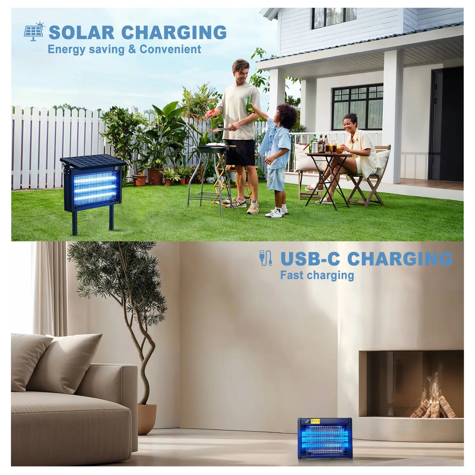 Experience Ultimate Outdoor Comfort with the Gainstarx Solar Bug Zapper - Waterproof, Rechargeable, and Smart Light Sensor for Effortless Insect Control