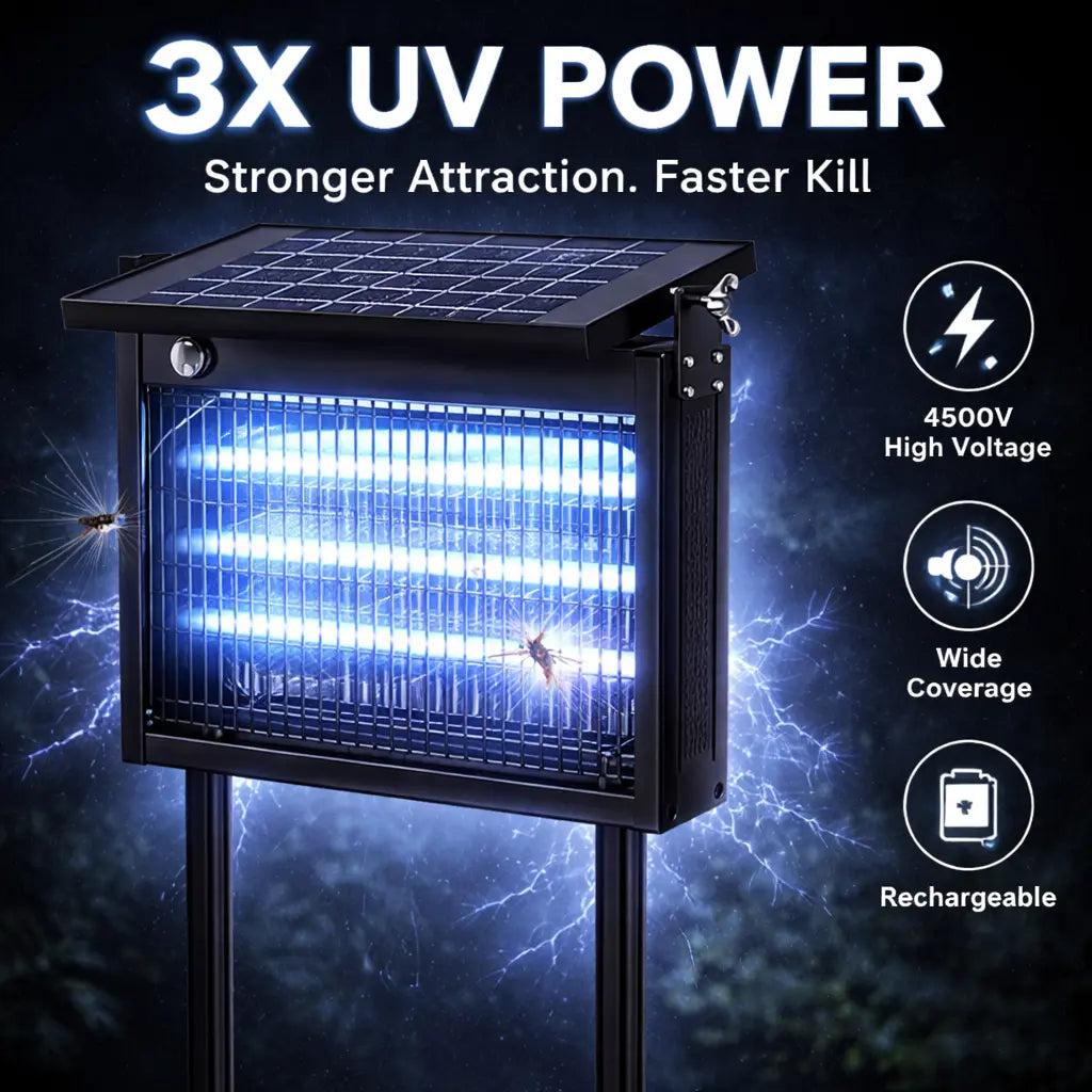 Experience Ultimate Outdoor Comfort with the Gainstarx Solar Bug Zapper - Waterproof, Rechargeable, and Smart Light Sensor for Effortless Insect Control