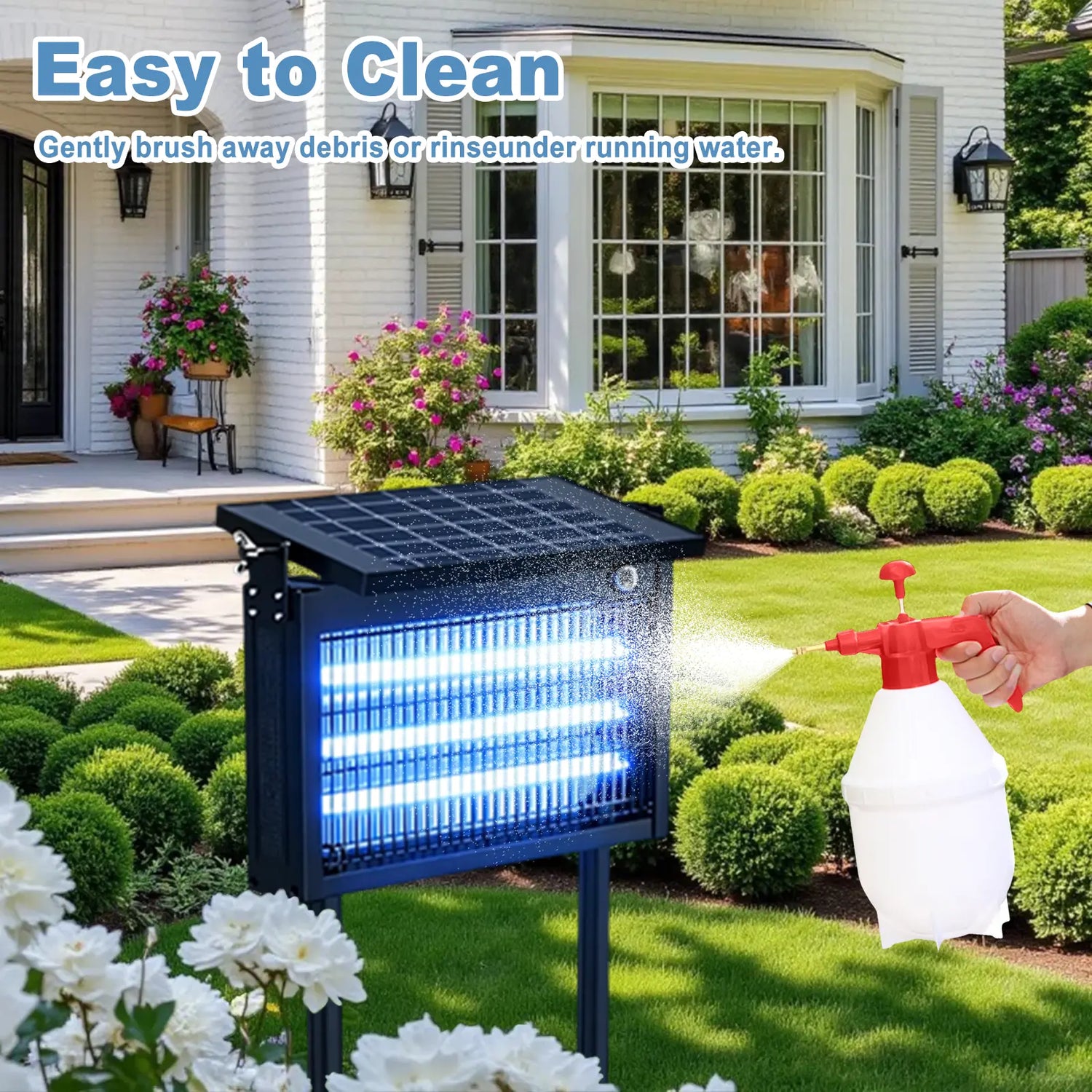 Experience Ultimate Outdoor Comfort with the Gainstarx Solar Bug Zapper - Waterproof, Rechargeable, and Smart Light Sensor for Effortless Insect Control