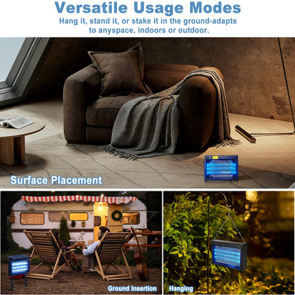 Experience Ultimate Outdoor Comfort with the Gainstarx Solar Bug Zapper - Waterproof, Rechargeable, and Smart Light Sensor for Effortless Insect Control